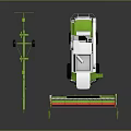 Green And White Claas Combine Harvester With Agricultural Attachments And Red Cutting Parts