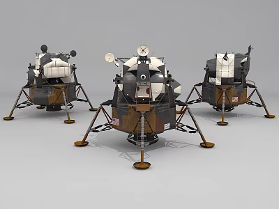 Three Lunar Lander Models With Antennas Legs And Scientific Instruments 3d model