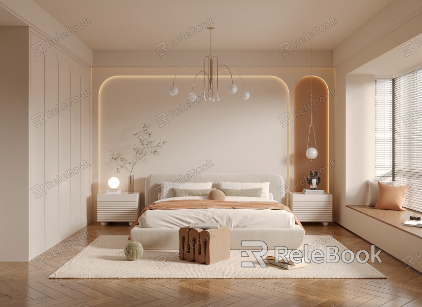 Cream wind bedroom model