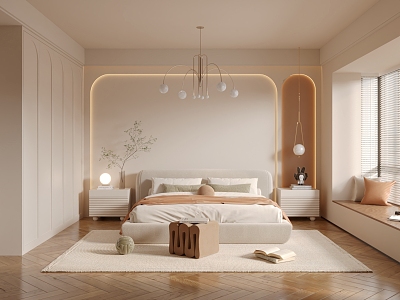 Cream wind bedroom model