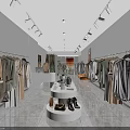Bright Modern Clothing Store Interior With Clothes Racks Display Stand And Fashion Accessories