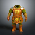 Fantasy Medieval Armor With Orange Green Leaf Pattern Chest Plate Arm Guards And Boots