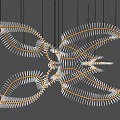 Modern Unique Leaf Shaped Chandelier With Metal Frame And White Accents