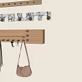 Wooden Wall Mounted Hooks With Multiple Tiers For Hanging Bags And Scarves