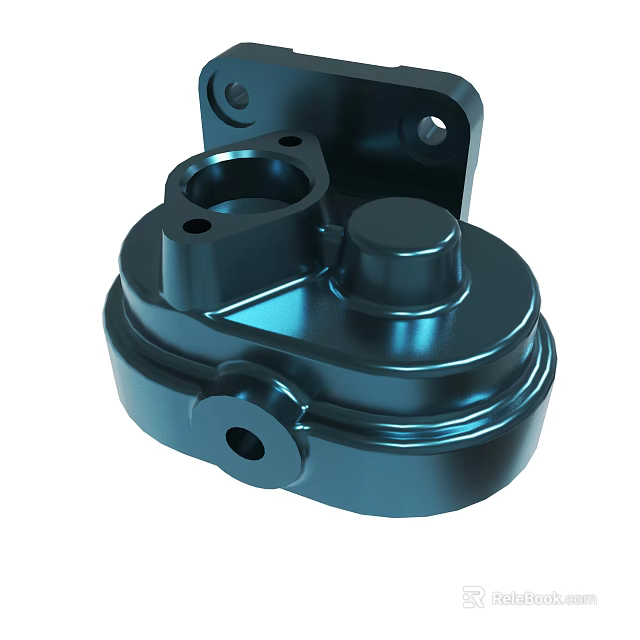 Precision Shiny Blue Metal Mechanical Part With Holes And Structural Design 3d model 