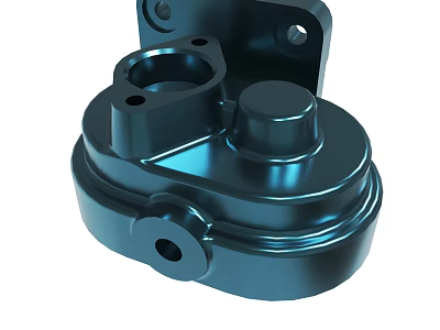 Precision Shiny Blue Metal Mechanical Part With Holes And Structural Design 3d model
