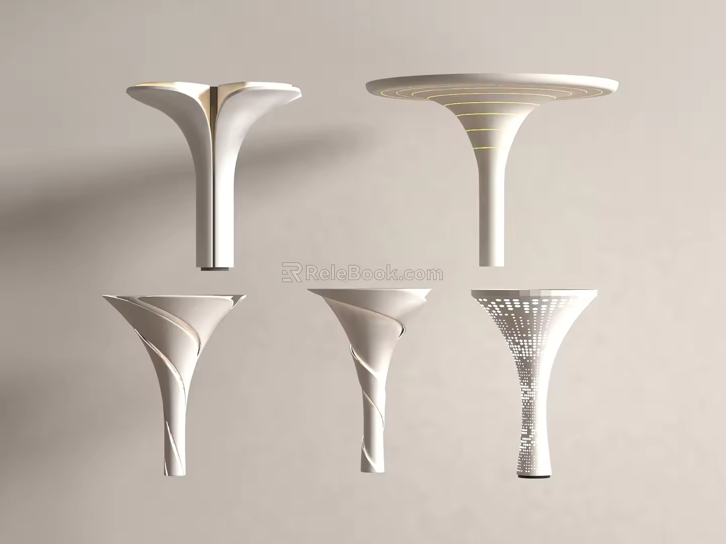 Modern Simple Column Special-Shaped Creative Column Petal Column Spiral Column Corrugated Column Creative Package Column 3d model