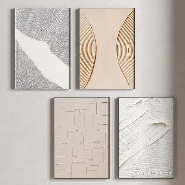 Abstract Wall Art With Textured Patterns In Neutral Tones For Home Decor 3d model