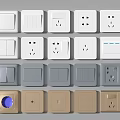 Modern Switch Panels In White Gray Beige Colors With Multiple Functional Designs 3d model