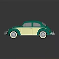 Vintage Turquoise And Cream Beetle Car With Classic Retro Design