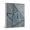Minimalist Abstract Painting Featuring Gray Background Blue White Geometric Intersecting Lines 3d model