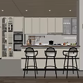 Modern Kitchen Interior Design With Island Counter Light Cabinets And Three Bar Stools