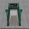 24th Street Station Entrance With Green Stairs Spherical Lamp Posts And Gray Square Tiles