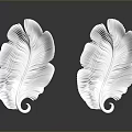 White Leaf Shaped Decorative Trays Featuring Feather Texture And Curved Design 3d model