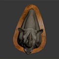 Modern Rhinoceros Head Ornamental Sculpture with Wooden Frame for Home Wall Decor