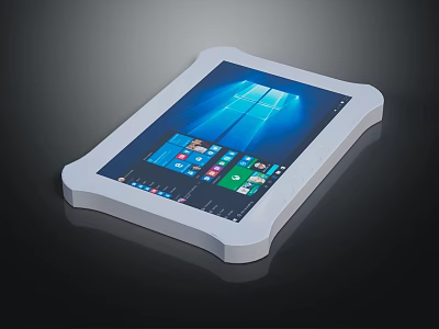 Modern White Bezel Tablet With Windows OS Displaying Apps On Screen 3d model