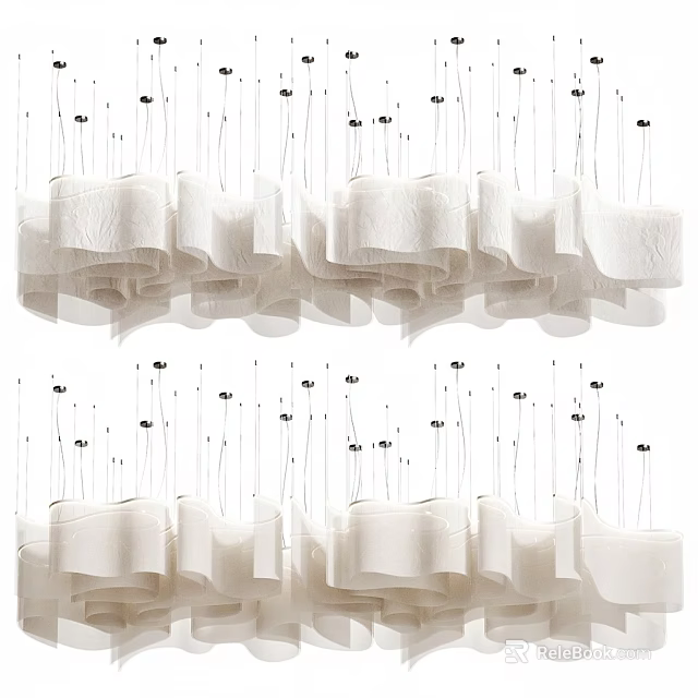 Modern White Pleated Chandelier With Creative Design And Decorative Accents 3d model 