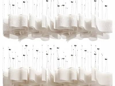 Modern White Pleated Chandelier With Creative Design And Decorative Accents 3d model
