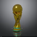 Golden FIFA World Cup Trophy With Classic Design And Green Base