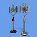Vintage Metal Speakers With Hexagonal Frame Round Grille And Colored Handles