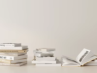 Decorative Ornament Set With Stacked Books And Open Book For Home Study Room Decoration 3d model