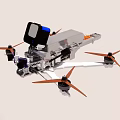 White Drone With Orange Propellers Blue Camera And Lightweight Body Structure