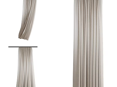Beige Soft Fabric Curtains with Elegant Pleated Design for Modern Home Interior Decor 3d model
