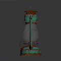 Rusted Turquoise Vintage Lantern With Classic Design And Metal Frame