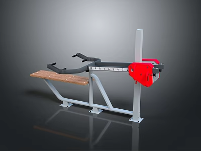 Professional Weight Training Equipment With Wooden Bench Metal Frame And Red Adjustment 3d model