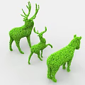 Bush Topiary Sculptures of Horse Fawn and Deer Animal Figures