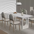 Elegant Modern Dining Room With White Table Chairs Vase Flowers Pendant Light And Rug
