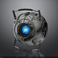 Futuristic Mechanical Sphere Device With Metal Frame Blue Glowing Core And Mechanical Details