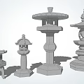 Traditional Japanese Style Stone Outdoor Lanterns With Various Designs For Garden Decoration