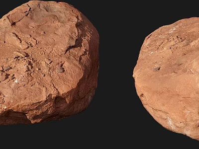 Natural Red Stone And Wood Elements With Textured Surfaces For Decor 3d model