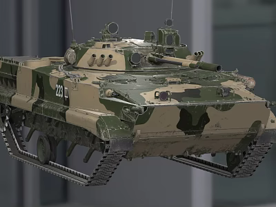 Armored Military Tank With Camouflage Paint Number 201 Tracks Turret And Weapon System 3d model
