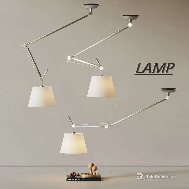 Modern Adjustable Arms Pendant Lights with White Shades for Interior Decor 3d model 