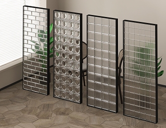 Modern glass brick partition glass brick 3d model