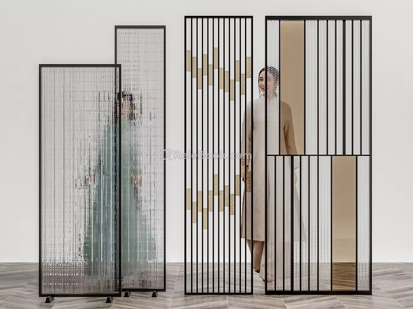 Modern partition glass screen partition 3d model