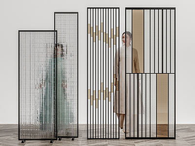 Modern partition glass screen partition 3d model