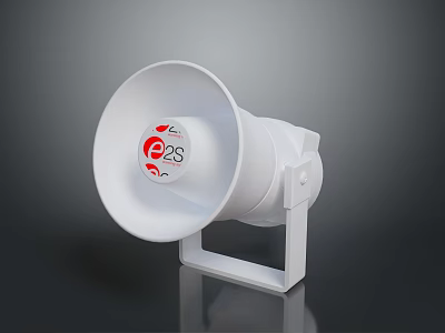 White e2s Horn Speaker With Red Logo And Square Base 3d model