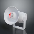 White e2s Horn Speaker With Red Logo And Square Base 3d model