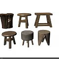 Various Wooden Stools With Natural Handcrafted Textures Round Square Shapes And Minimalist Designs