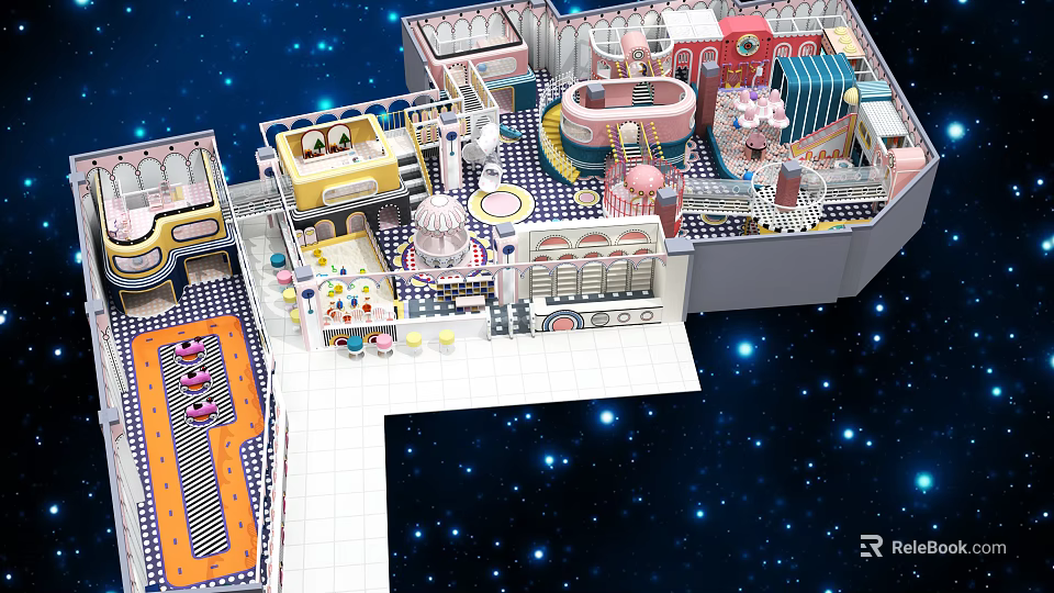 Colorful Indoor Playground With Slides Play Areas And Interactive Fun Activities For Kids 3d model 