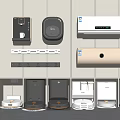 Modern sweeping robot sweeping robot mopping robot vertical air conditioning water dispenser switch socket 3d model