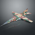 Camouflage Fighter Jet Model With Red Star Military Design And Detailed Paintwork
