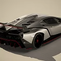 Sleek Silver And Black Sports Car With Red Accents And Aerodynamic Design