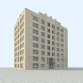 Multi Story Residential Building With Brick Facade And Numerous Windows 3d model