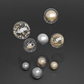 Decorative Photo Check In Spot With Transparent Spheres Golden Particles Plants And Metallic Textures