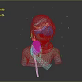 Pink Haired Female Character Holding Microphone Against Gray Background With Small Dots