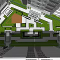 Contemporary Residential Landscape Design With Lush Green Lawns Geometric Pathways And Urban Surroundings